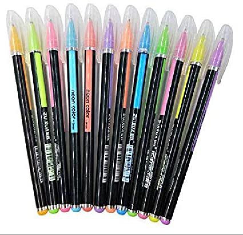 24 pcs Color Gel Neon Pen Set | Multicolor Ballpoint Pens for Coloring ,  Writing