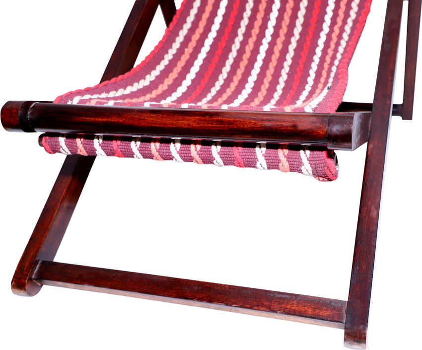 House of Pataudi Mango Wood with Walnut Brown Color Relaxing Chair Comfort Folding Chair Solid Wood Outdoor Chair
