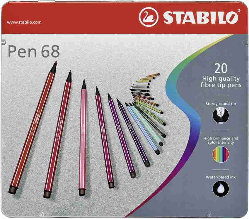 Stabilo Pen 68 - Premium (in Metal Box), Felt Tip Nib Sketch  Pens - Sketch Pen