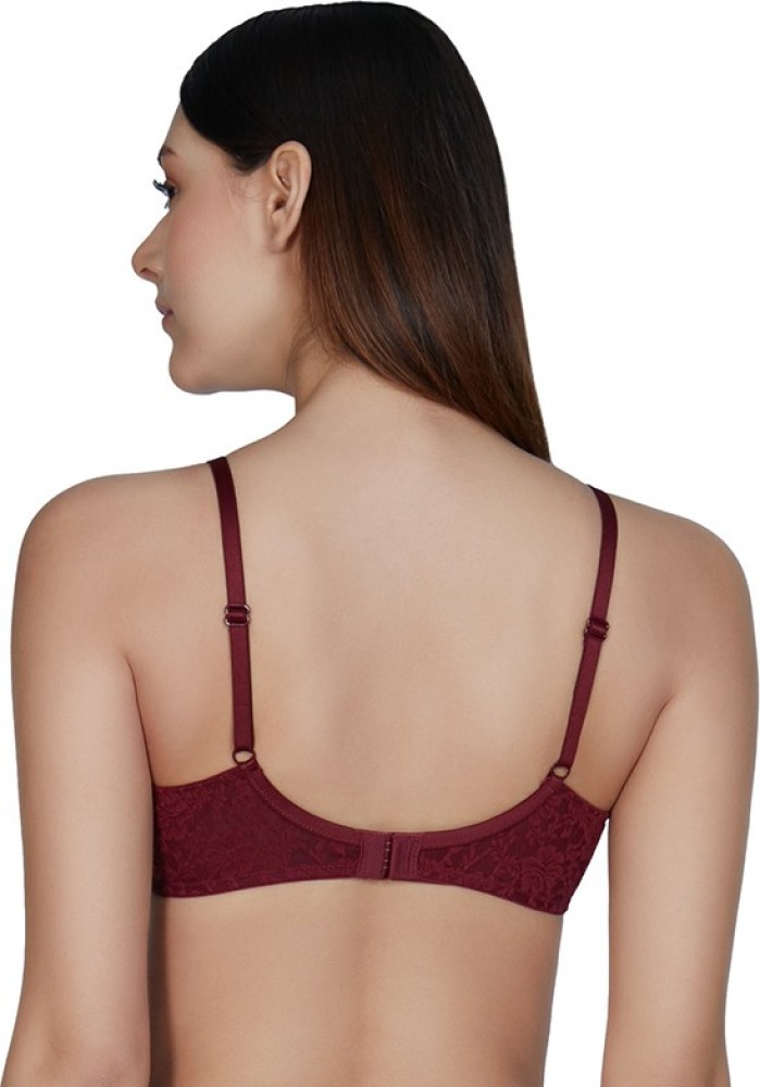 Buy Amante Maroon Lace Pattern Balconette Bra for Women Online