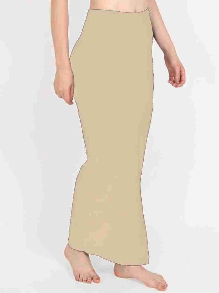 SCUBE DESIGNS Saree Shapewear Beige (M) Nylon Blend Petticoat