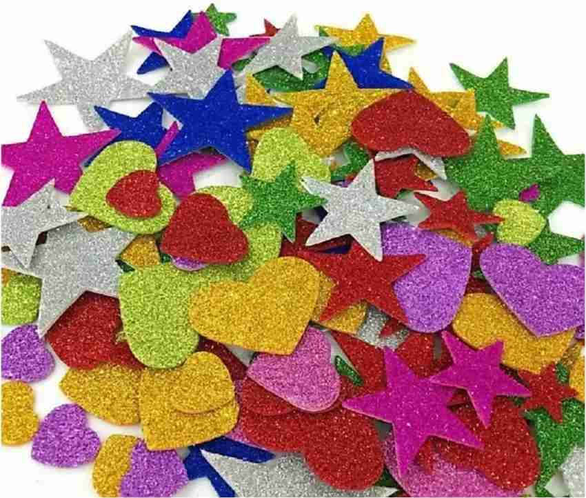 RJV Global Multicolors Star Shaped Glitter Sticker Foam Self Adhesive  Stickers for Art and Craft Price in India - Buy RJV Global Multicolors Star  Shaped Glitter Sticker Foam Self Adhesive Stickers for