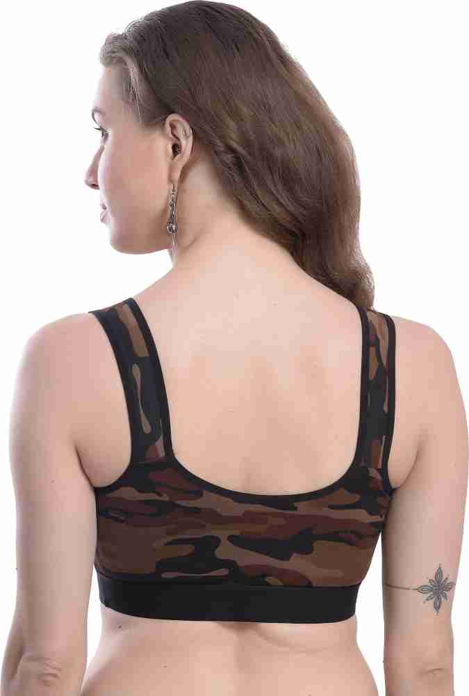 Buy Green Army Camo Padded Sports Bra for Women Military Camoflauge Pattern  Print Perfect for Yoga, Pilates, Crossfit and Workout Online in India 
