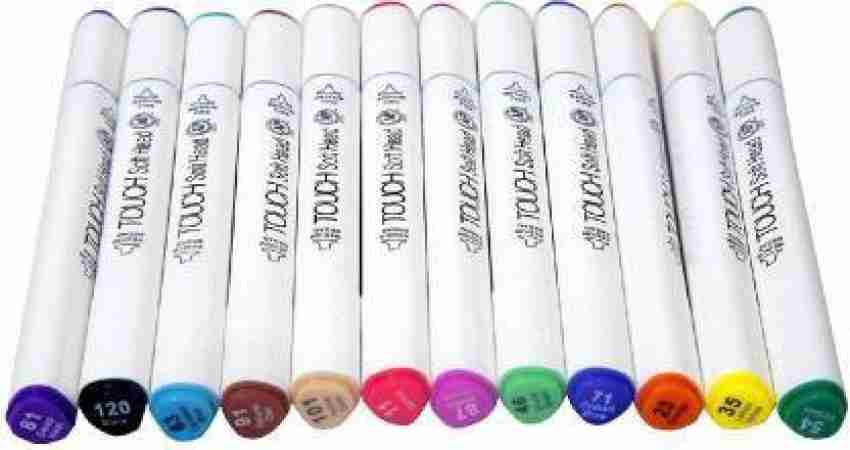 DEZIINE Imported Colours Dual Touch Twin Markers Pen One  Side and Flat Nib On Other End For Art Comic Designing pen - Set Of (120) -  marker