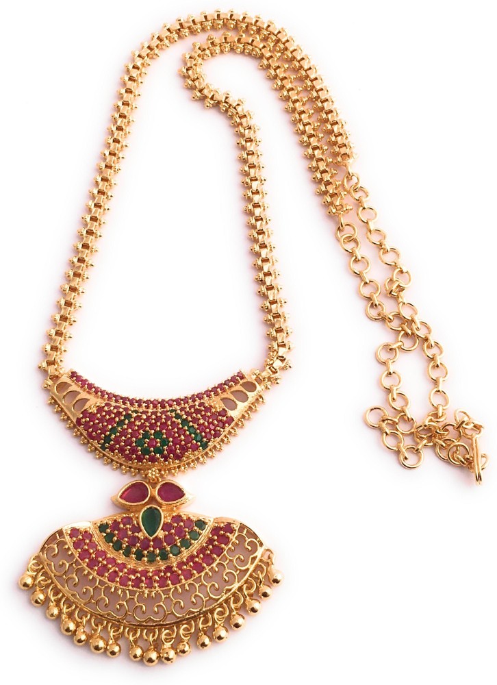 Gold necklace with big on sale pendant