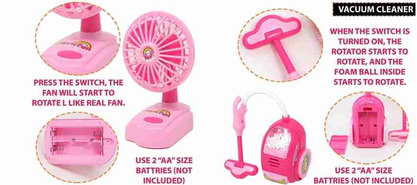 Pink Household Appliances Children Pretend Play Toaster Vacuum