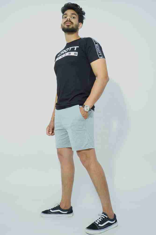 Scrott Merchandise Solid Men Black Light Blue Basic Shorts Buy
