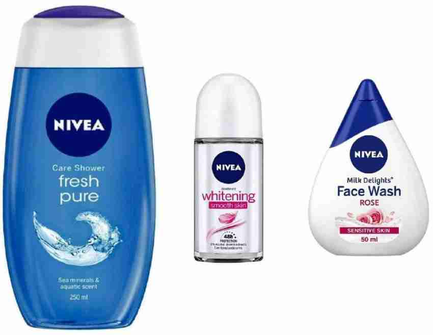 NIVEA Shower Gel Fresh Pure 250 ML Whitening Smoth Skin Roll On