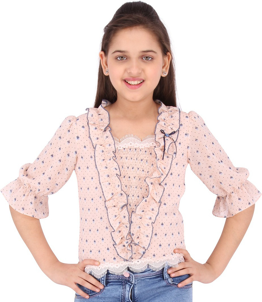 Cutecumber Girls Casual Georgette Ruffled Top Price in India Buy