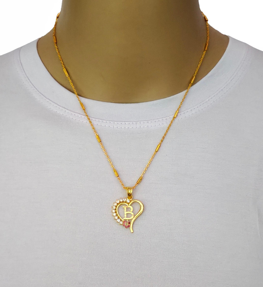 Jewel WORLD B letter locket pendants Alphabet Name Gold Plated