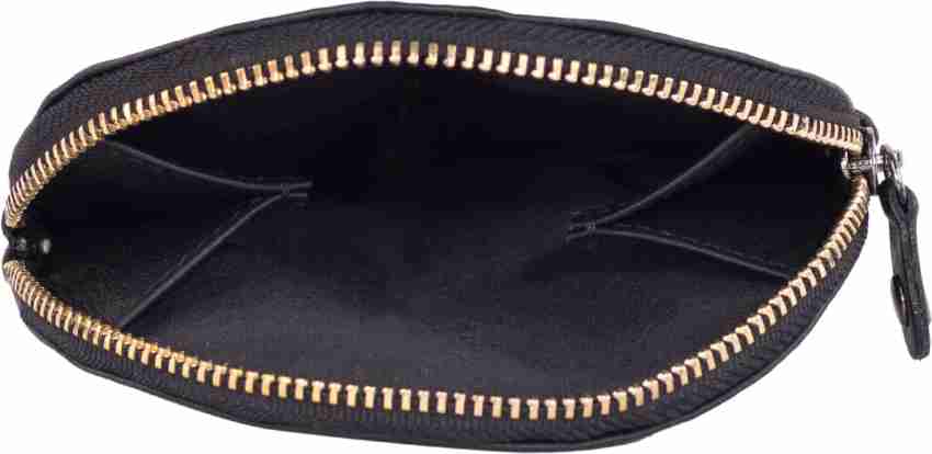 Bamsu Genuine Leather Round Small Bag Purse Wallet For Men and Women Coin  Purse Black - Price in India