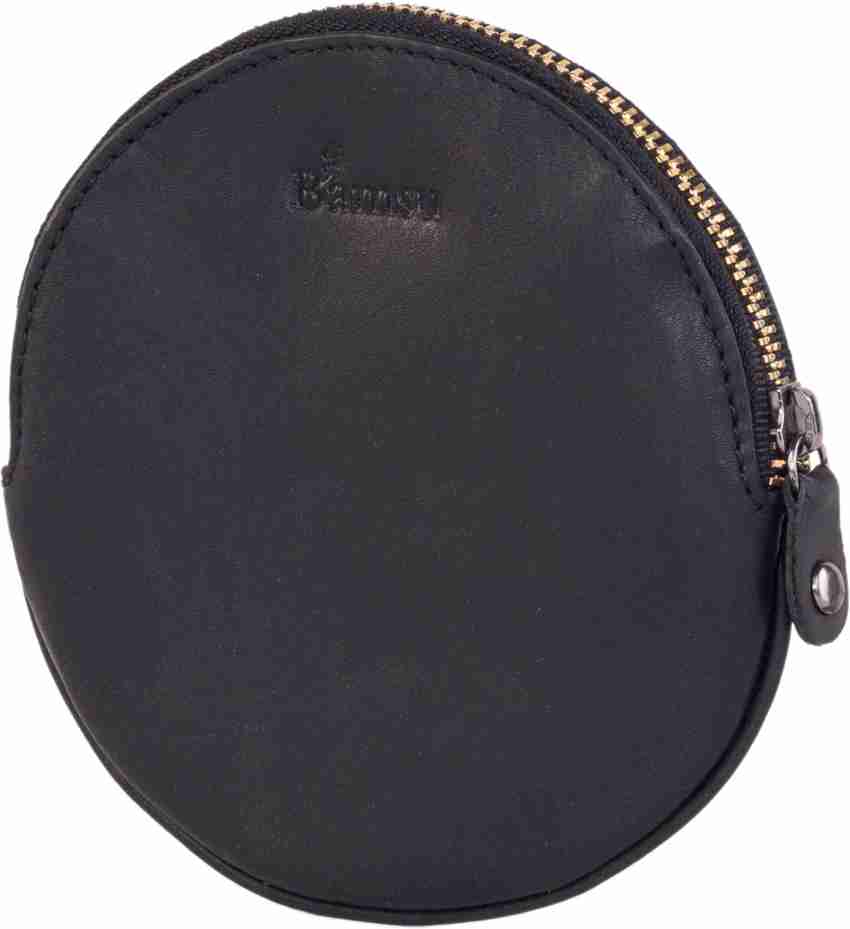 Bamsu Genuine Leather Round Small Bag Purse Wallet For Men and Women Coin Purse Black Price in India Flipkart