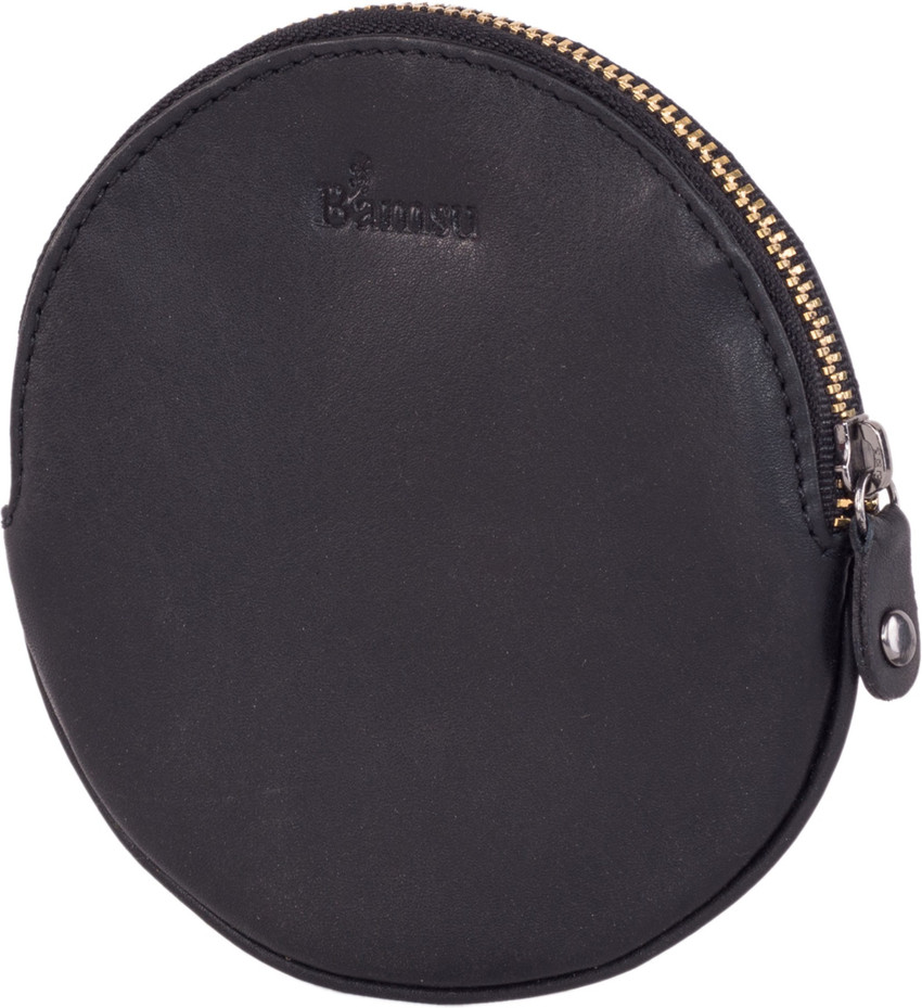 Bamsu Genuine Leather Round Small Bag Purse Wallet For Men and Women Coin Purse Black Price in India Flipkart