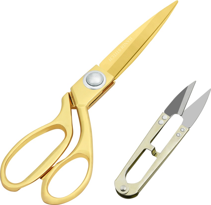 Stainless Steel Sharp Tailor Scissors for Clothing Dressmaking Shears  Fabric Craft Cutting Adjustable Kitchen Scissors, Gold (9.5'')