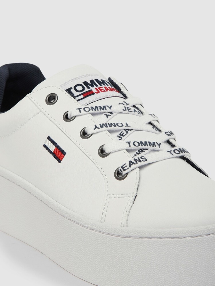 sneakersy tommy hilfiger leather flatform sneaker fw0fw04089 white 100