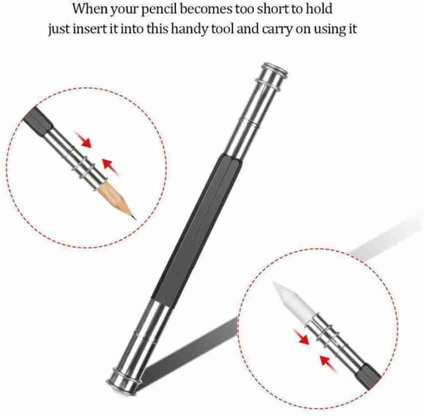 Xyer 20Pcs/2Set Pencil Extender Dual Head Lengthen Pole Ergonomics Handle Adjustable Pencil Holder Sketch School Tool for Students, Size: 20 Pcs
