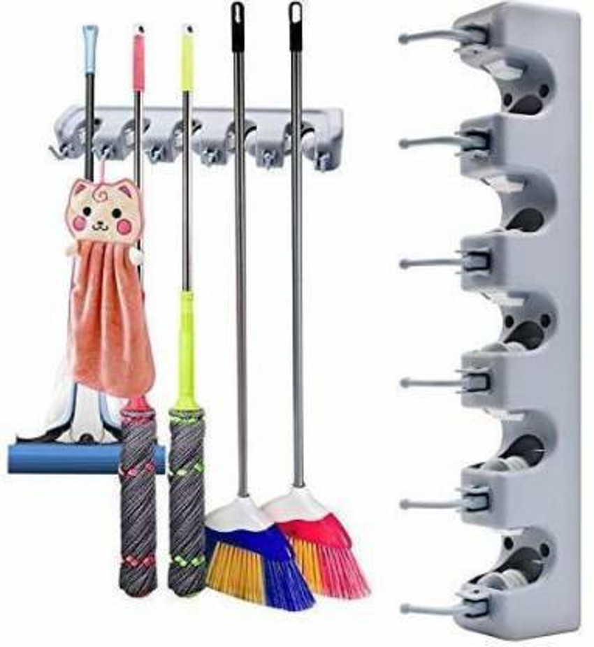 PRAYOSHA COLLECTION Wall Mounted Plastic 4 Positions Broom and Mop