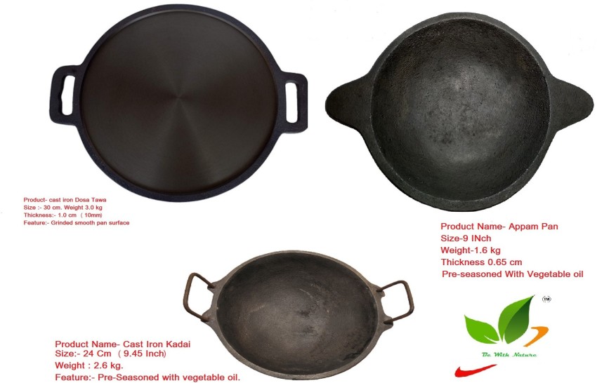 1 Color Coated Cast Iron Kadai, Model Name/Number: Regular, Size