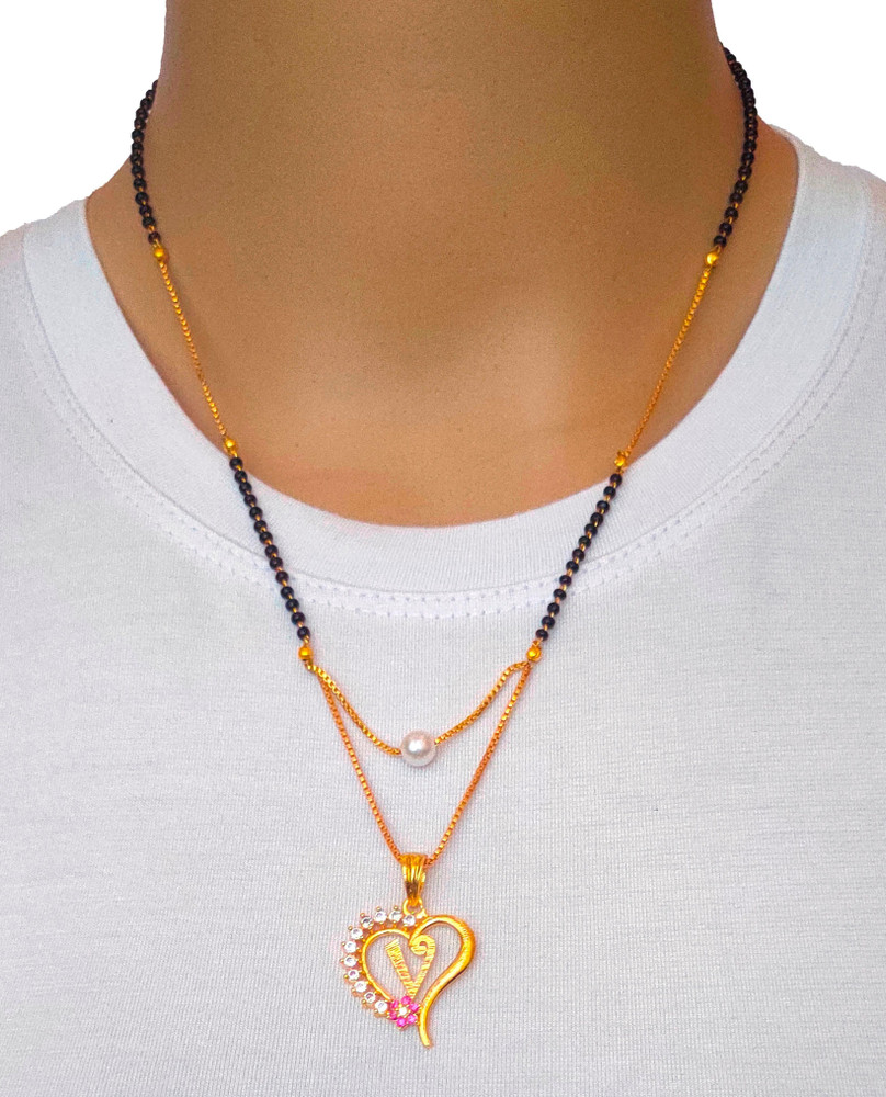 Vraj india V Letter Alphabet Name Gold Plated Pendant Locket For