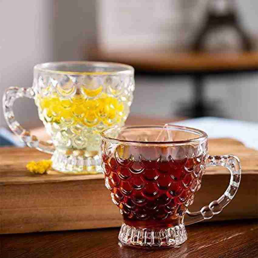 Clear Crystal Double Wall Glass Teacup Coffee Mug with Glass Tray Saucer  Set