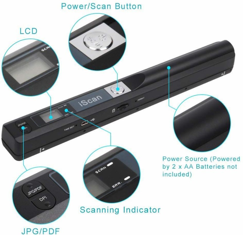 iScan Portable Handheld Wand Wireless Scanner A4 Size 900DPI JPG