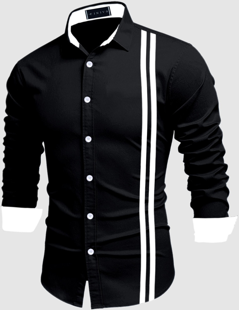 FINIVO FASHION Men Striped Casual Black Shirt Buy FINIVO FASHION