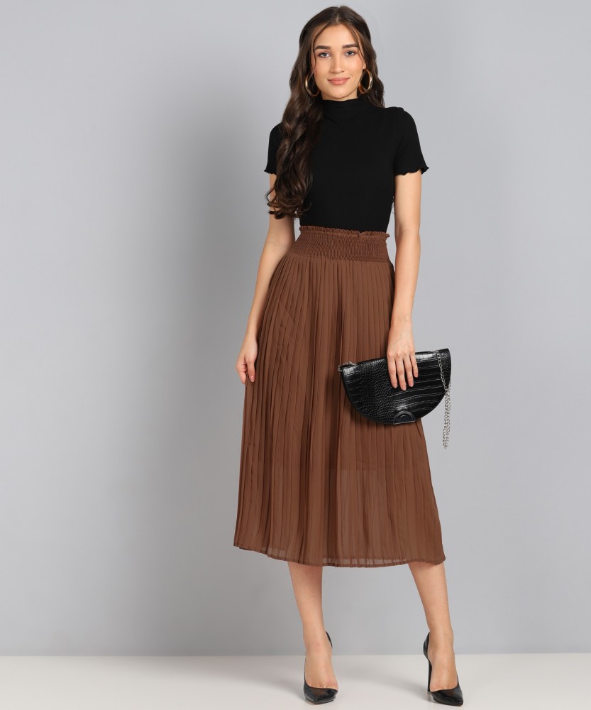 MADAME Solid Women Pleated Brown Skirt Buy MADAME Solid Women Pleated Brown Skirt Online at Best Prices in India Flipkart