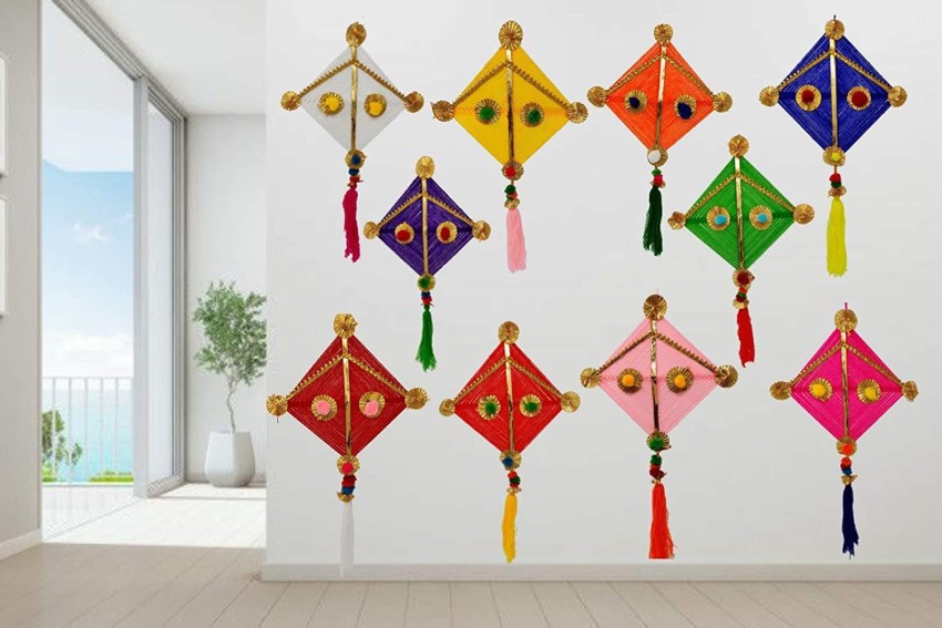 Jh Gallery Woollen Handmade Colourful Kite Hanging Decoration Pack Of 10 In India Online At Flipkart Com