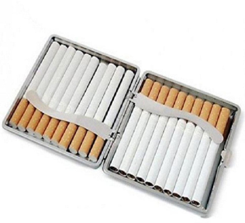 Cigarette Case Stylish, Metal with Leather Surface, 20 Capacity