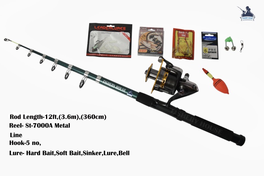 Brighht Telescopic & Fishing Reel Combo 7FT Fishing Set Combo Full Kit with  Fish Attractant Multicolor Fishing Rod