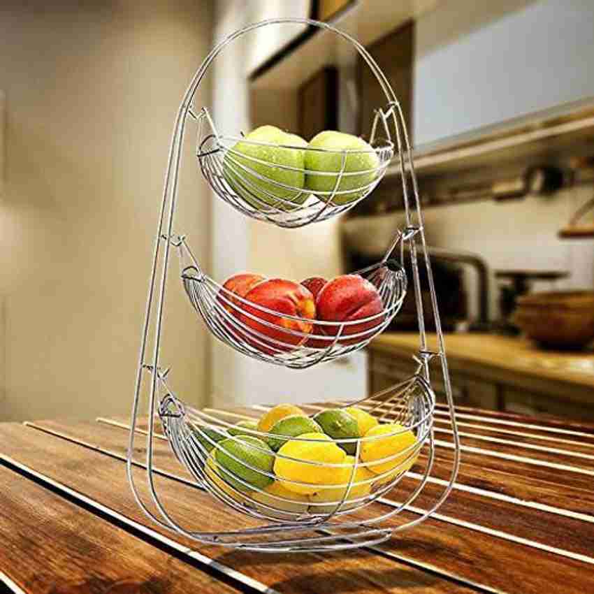 Trendegic 3 Step Layer Round Swing Basket Holder Organizer Stand
