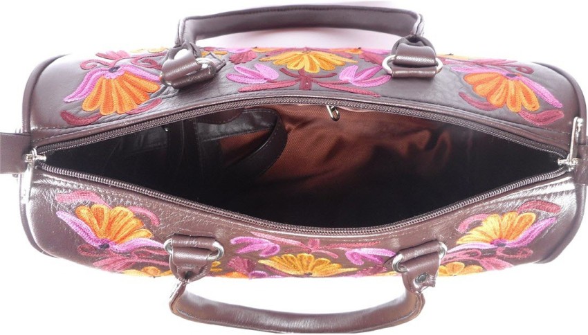 Buy Kong Posh Women Brown, Red Handbag Brown With Red Embroidery Online @  Best Price in India