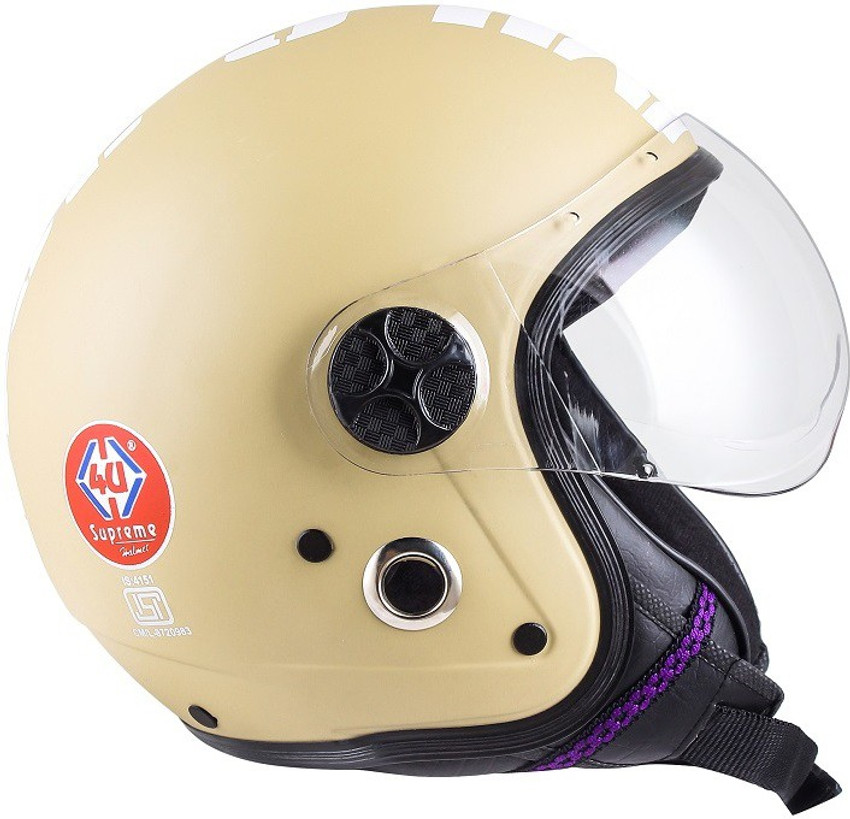 4U SUPREME Half Face ISI Marked 100 ABS with Unbreakable Visor