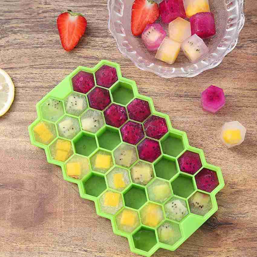 Silicone Ice Cube Tray Set (2 Pack) Honeycomb Shaped Flexible Ice