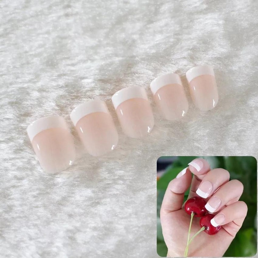 24pc Special Full Nail French Tips Natural Finger False Fake Art Cover  Manicure Acrylic UV Gel Long Short Press on Nails Stickers Tabs 