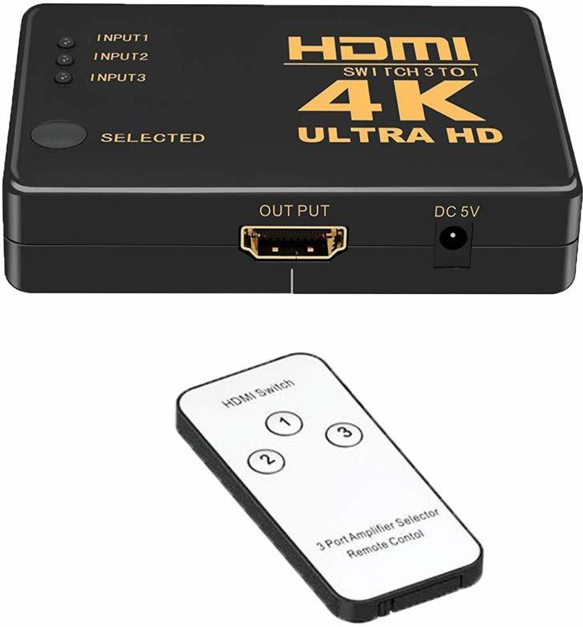 HDMI Switch 8K@60Hz, 3 Port Hdmi Switcher Box with Pigtail Cable Supports  Full HD 8K 4K 1080P 3D,Multi Port HDMI Switcher Selector 2.1 HDMI Switch  for