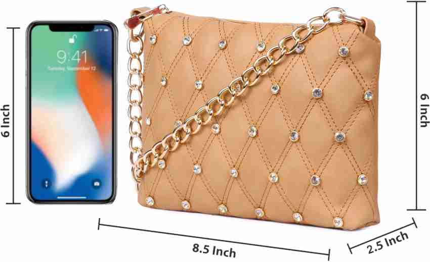 NEW FEMINA Tan Sling Bag Chain Handle Small Size Sling Bag For Girls Tan -  Price in India