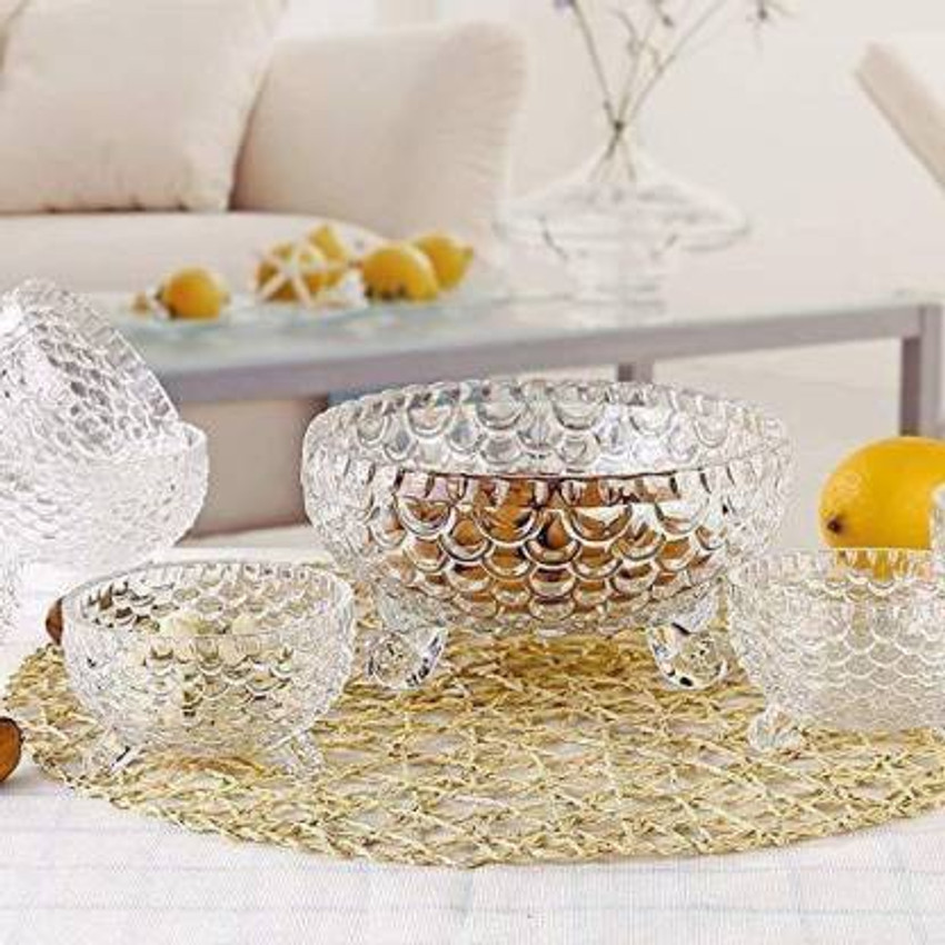 Glass serving bowl top set