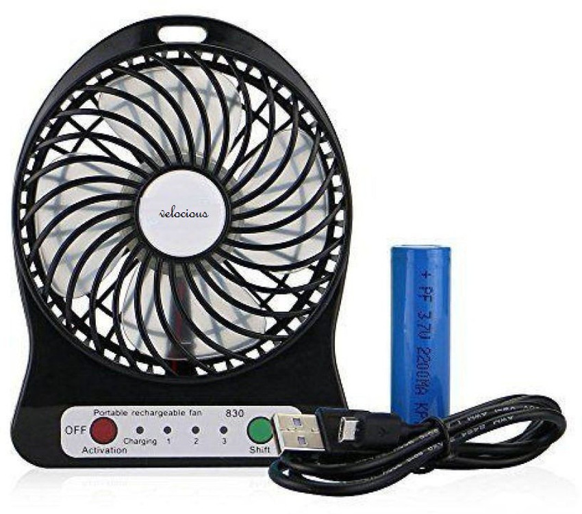 Velocious Portable Rechargeable Fan for Mini Desk Car USB Charging