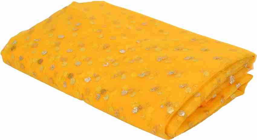 Vardhman Decoration Net Fabric Golden Dotted, Color Yellow, 42