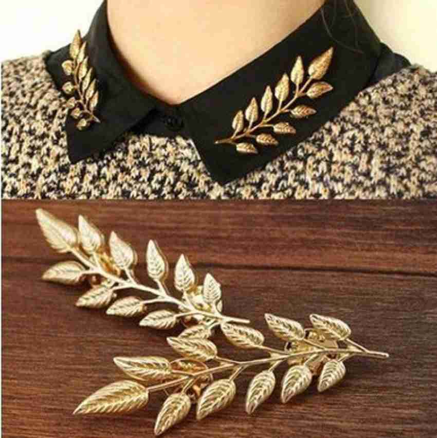 Vorra Fashion Leaf Shape Brooch Shirt Collar Pin For Men s and
