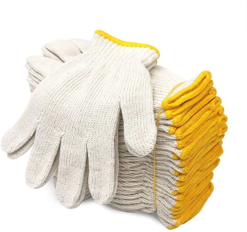 FMP Brands [12 Pairs, Large] Polyester Cotton Knit Safety Protection Work  Grip Gloves for Painter Machanic Industrial Warehouse Gardening, Men Women