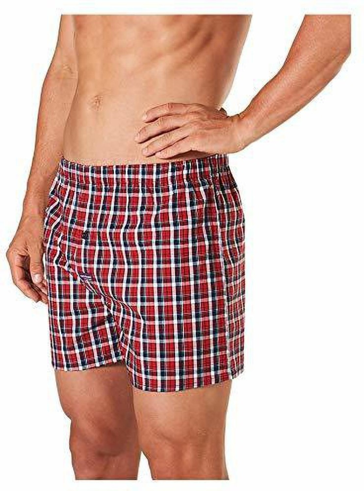 4 YOU Checkered Men Red Night Shorts - Buy 4 YOU Checkered Men Red