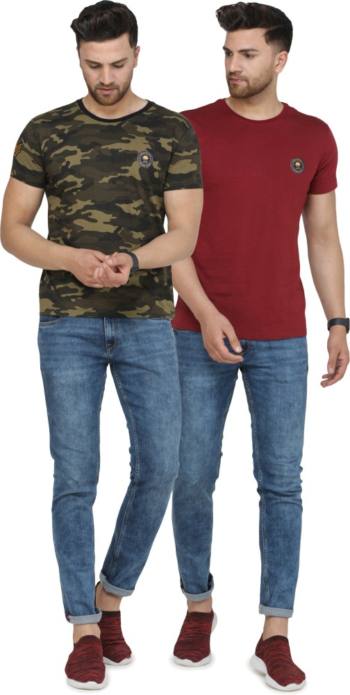 Pack of 2 Men's Camouflage T-Shirts - Blue Green