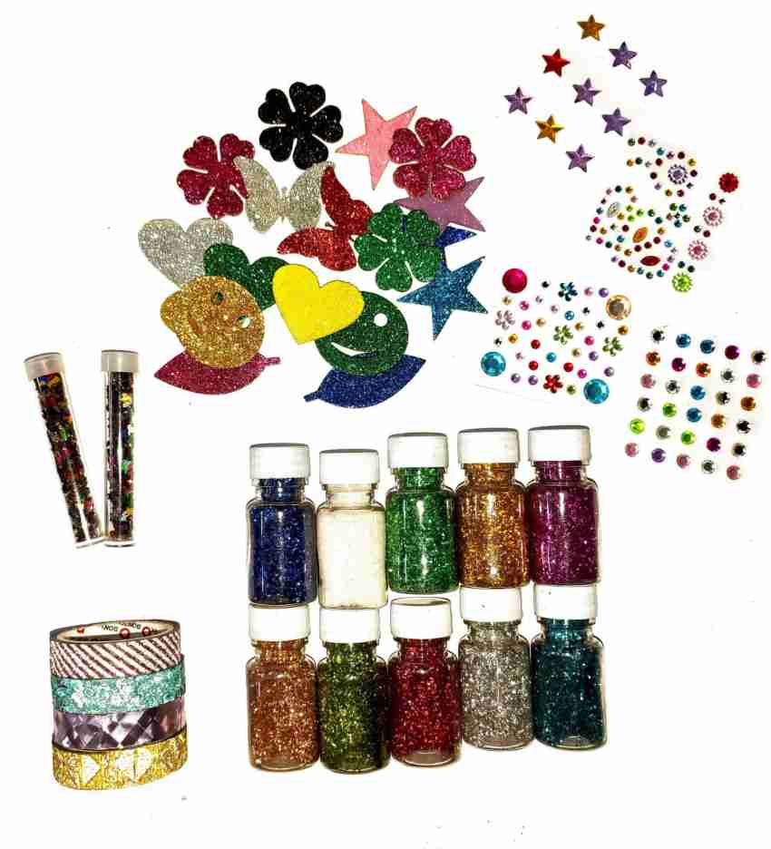 KHUSHA CREATIONS Sticker Making Kit / Self-Adhesive Glitter And Plain Foam  sheets With Craft Punches (Size: A5 , Multicolor) For Craft , School  projects , DIY - Sticker Making Kit / Self-Adhesive