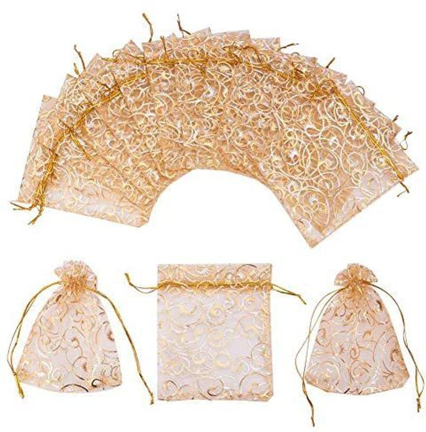 PH PandaHall 100 PCS 3.5 x 4.7 Inchesen Eyelash Printed Organza Bags Jewelry Pouch Bags Organza Drawstring Pouches Wedding Favors Can 100 PCS 3.5 x 4.7 Inchesen Eyelash Printed Organza Bags