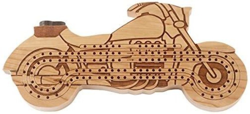 Maple Motorcycle Shaped Cribbage Board - Made In Usa - Motorcycle