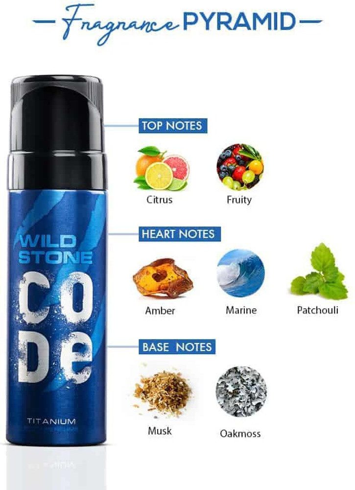 Wild Stone Code Titanium Body Perfume For Men 120ml Pack Of 2