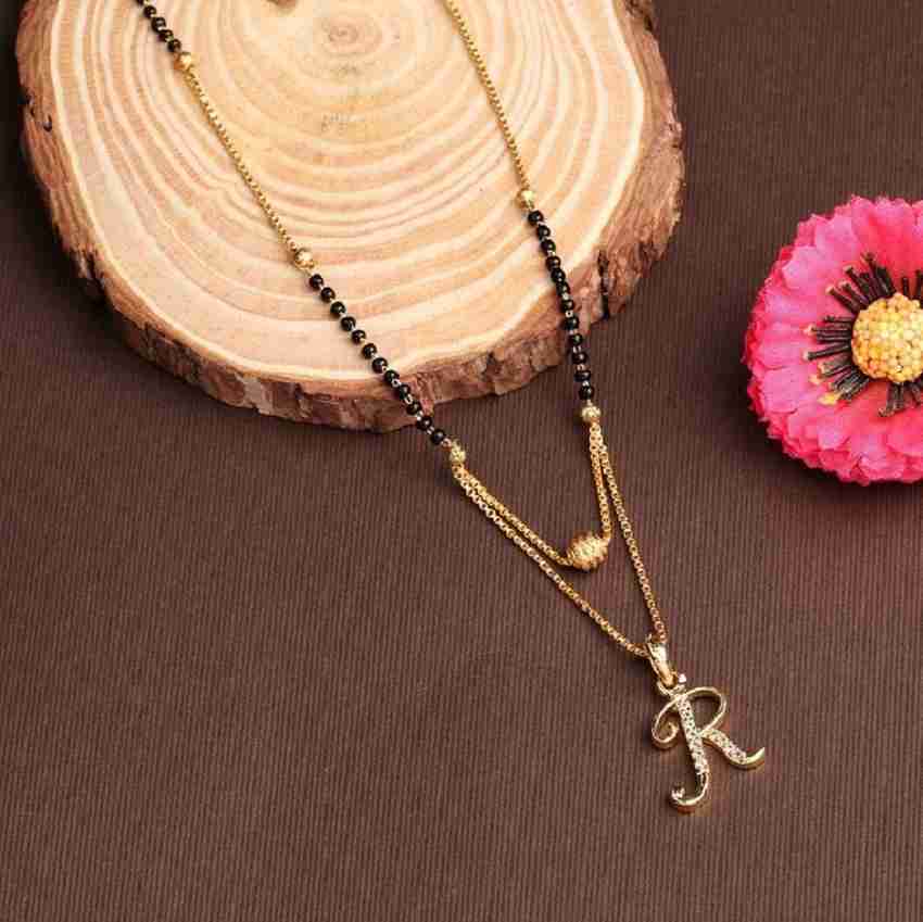 Jewel WORLD R Letter mangalsutra Gold Plated Pendant Locket For Girls Women Alloy Design New Model 18 INCH short long Stylish Traditional Fashionable Chain Alphabet Name Mangalsutras Alloy Mangalsutra...