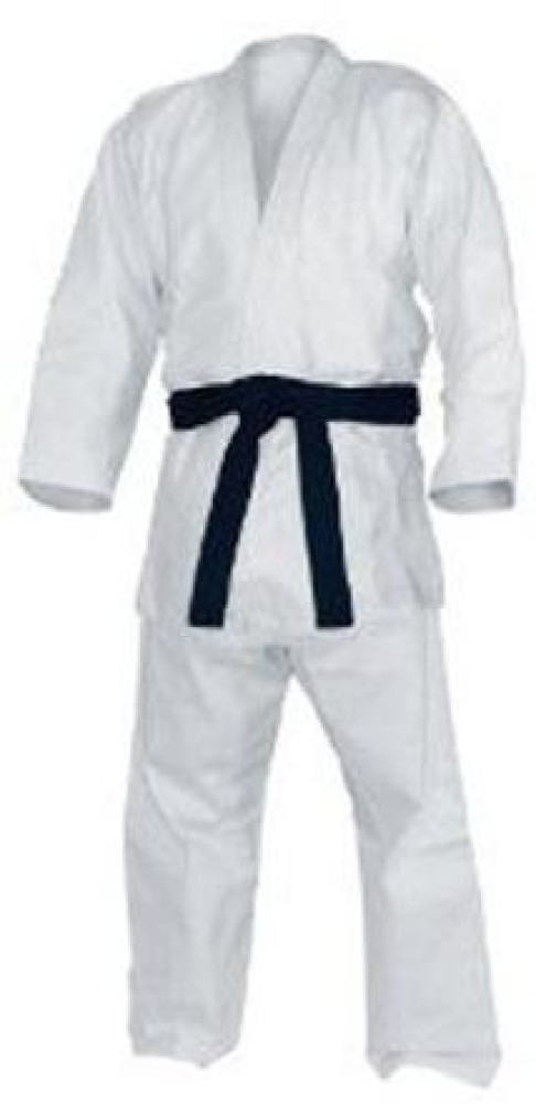 White and Blue Trim Karate Suit Gis Uniform for all ages  QMA